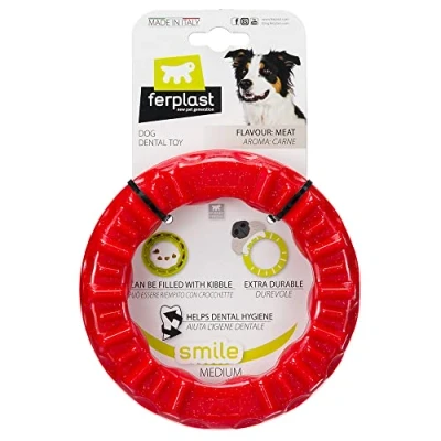 Afbeelding van Ferplast Smile Kauwring, rood M: Ø16x3,2cm Hond