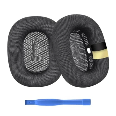 Afbeelding van Ear Pads Replacement for AirPods Max Headphone by MMOBIEL Mesh Fabric Pad Cushions with Silicone Layer Noise Isolation Earpads Space Grey
