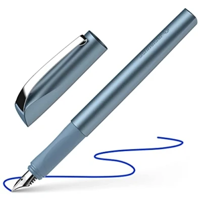 Image de Schneider Ceod Shiny Stylo à plume (pour droitiers et gauchers, M, cartouche d&#039;encre bleu royal incluse) bleu, Medium