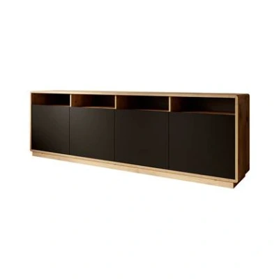 Afbeelding van Meubella Dressoir Acuna Mat zwart Eiken 238 cm