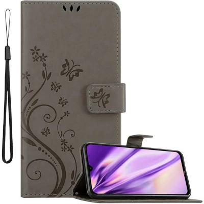 Afbeelding van Cadorabo Hoesje geschikt voor Xiaomi RedMi NOTE 8 in BLOEMEN GRIJS Beschermhoes bloemmotief met magnetische sluiting, standfunctie en kaartsleuven Book Case Cover Etui