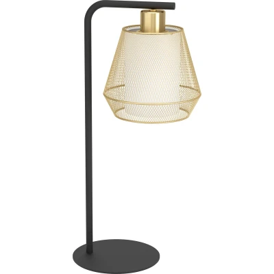 Afbeelding van EGLO Ciudadela Tafellamp E27 50 cm Zwart/Goud/Wit Staal/Textiel
