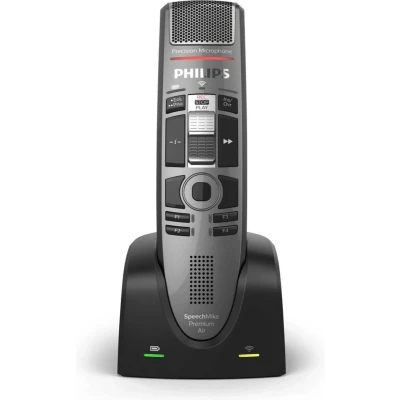 Afbeelding van Philips SpeechMike Premium Air SMP4010 Draadloze dicteermicrofoon Schuifschakelaar Lossless spraaktechnologie Aanraaksensor Antraciet