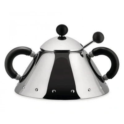 Afbeelding van Alessi Suikerpot met lepel 9097 B Zwart 200 ml door Micheal Graves