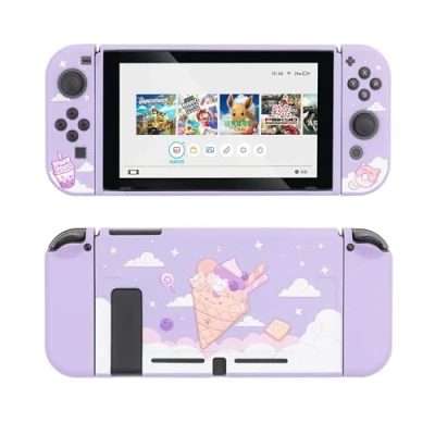 Afbeelding van GeekShare Nintendo Switch beschermhoes, slank, zacht TPU, compatibel met en Joy Con (Ice Cream Cat) [videospel]