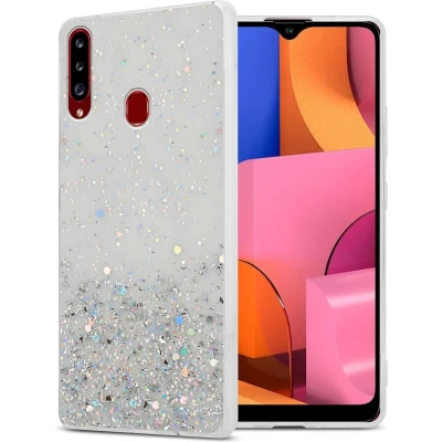 Afbeelding van Cadorabo Hoesje geschikt voor Samsung Galaxy A20s in Transparant met Glitter Beschermhoes van flexibel TPU silicone fonkelende glitters Case Cover Etui