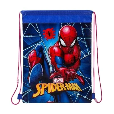 Afbeelding van Marvel Spiderman Sporttas met trekkoord voor kinderen, Meerkleurig, één maat, gymtas, gymtas