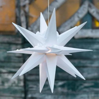 Afbeelding van Sterntaler decoratieve ster Kerstster kunststof 18 wijzer vouwster 25cm Binnen en buiten LED Stekker