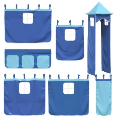 Image de vidaXL Rideaux pour lit mezzanine avec tour bleu polyester835923