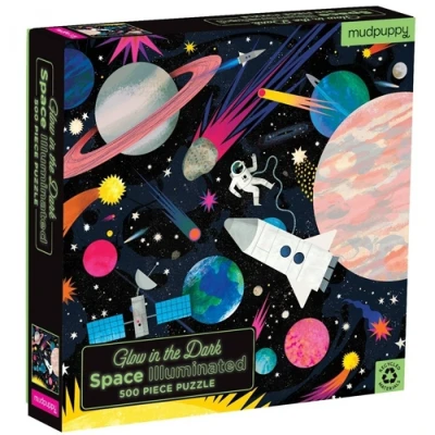 Afbeelding van Mudpuppy puzzel glow in the dark ruimtevaart 500st