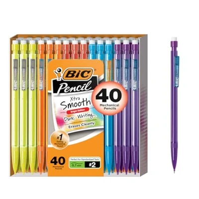 Afbeelding van Bic Mechanische potloden, Xtra Smooth, Bright Edition (Darker Colors, Erases Cleanly), 40 count