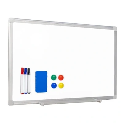 Image de Raylu Paper® tableau blanc magnétique avec cadre en aluminium, plateau pour marqueurs, kit de montage, 3 feutres, 4 aimants et 1 effaceur magnétique, effaçable à sec (40 x 60 cm)