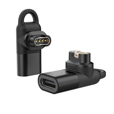 Afbeelding van MoKo 2 stuks USB C naar Garmin adapter, 90 graden type oplaadaansluiting, horloge, gegevensoverdracht, compatibel met Fenix 7/7S/7X/6/6S/6X/5/5S/5S/Forerunner