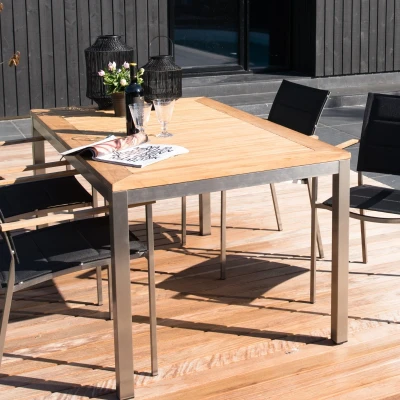Afbeelding van Lesli Living Marmaris Tafel RVS 152x90cm