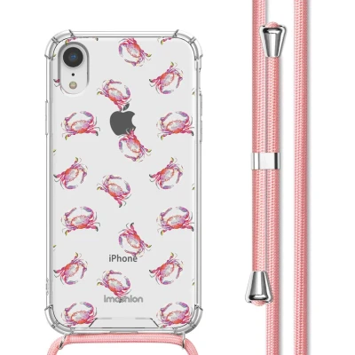 Afbeelding van iMoshion Hoesje Geschikt voor iPhone Xr met Koord Design Meerkleurig / Crab Watercolor