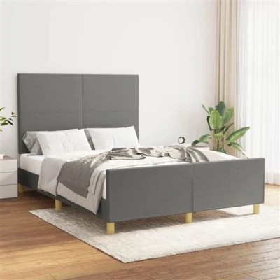 Afbeelding van vidaXL Bedframe met hoofdbord stof donkergrijs 140x190 cm