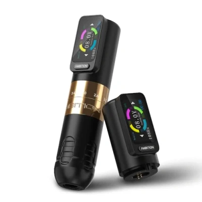 Afbeelding van Ambition Seher Draadloze tattoo machine met 6 slagen lengte 2,2 mm 4,2 mm, draaibaar pistool, patroonpen 2 touch toetsen, 2400 mAh, digitaal led display voor artiesten