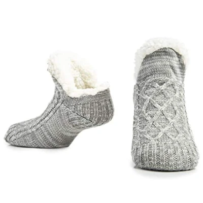 Afbeelding van CityComfort Slipper Fluffy sokken voor vrouwen mannen warm houden gebreide wol Sherpa Fuzzy bed pantoffels maat 5 8 antislip, Tweekleurig paars, 38/41 EU