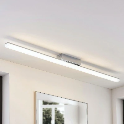 Afbeelding van Lindby Plafondlamp badkamer met dimmer acryl, metaal H: 5.8 cm wit, chroom