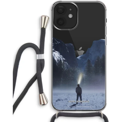 Afbeelding van Case Company® hoesje met Koord geschikt voor iPhone 12 mini Wanderlust Telefoonhoesje Zwart Extra Bescherming aan alle Kanten en Over de Schermrand
