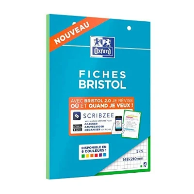 Afbeelding van OXFORD 3 blokken met elk 30 indexkaarten geperforeerd 2.0 A5 Q5/5 groene rand