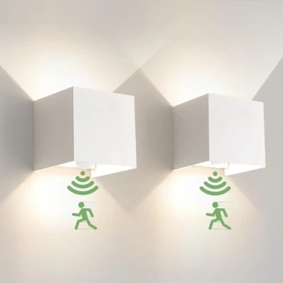 Afbeelding van 6 W LED wandlamp met bewegingsmelder wit binnenwandlamp 4000 K natuurlijk buitenwandlamp rechthoekig verstelbaar stralingshoek IP65