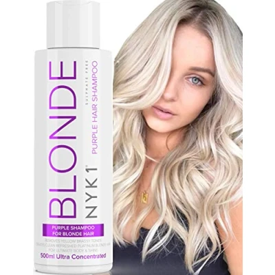 Afbeelding van Paarse shampoo voor blond haar (500 ml) blauwe zonder sulfaat en grijs platinablond neutraliserende geel