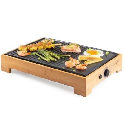 Afbeelding van DOMO DO9271G Plancha grill Bamboo style 42cm 1800W Healthy ceramic coating