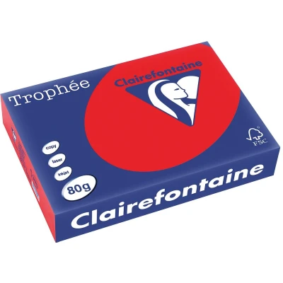 Afbeelding van Clairefontaine Trophée Intens, gekleurd papier, A4, 80 g, 500 vel, koraal rood papier
