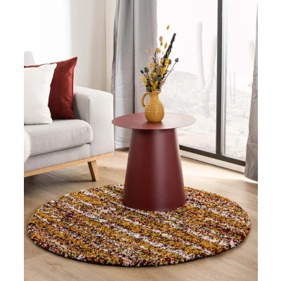 Afbeelding van Rond Hoogpolig Tapijt/Vloerkleed Strepen Artisan Multi/okergeel 300 Cm