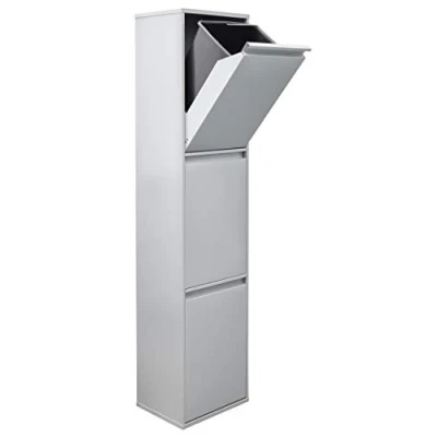 Afbeelding van ARREGUI Basic CR302 B Recycling afvalemmer/vuilnisemmer van staal, afvalscheidingssysteem met 3 uitneembare binnenemmers kunststof handvat, x 17 l (51 l), lichtgrijs, 133,5 30,5 24,5 cm