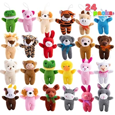 Afbeelding van JOYIN 24 stuks mini pluche dieren, 7,6 cm, los, voor kinderverjaardagsfeest, cadeau kinderen, verjaardagscadeau jongens en meisjes