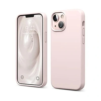 Afbeelding van elago Beschermhoes van vloeibare siliconen compatibel met iPhone 13 Mini (5,4 inch), hoes premium silicone, rondom bescherming, schokbestendige 3 structuur (roze)