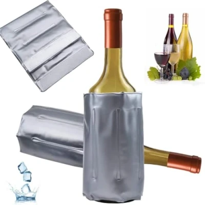 Afbeelding van Wenrescry 2 stuks flessenkoelhulzen met snelsluiting voor bier, wijn, champagne, wijngel, wodka, tequila en koolzuurhoudende dranken (grijs)