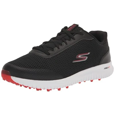 Afbeelding van Skechers Max 2 Arch Fit waterdichte spikeless golfschoenen, herensneakers, US Men, Zwart/Rood, 43 EU Large