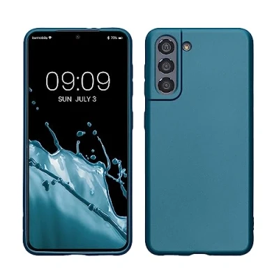 Afbeelding van kwmobile telefoonhoesje geschikt voor Samsung Galaxy S21 Hoesje smartphone Back cover in Metallic carabisch blauw