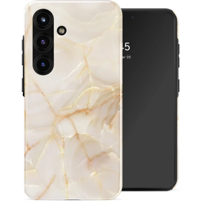 Afbeelding van Selencia Hoesje Geschikt voor Samsung Galaxy S25 Vivid Backcover Golden Beige Marble