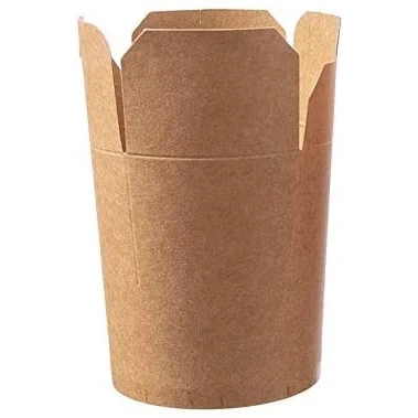Afbeelding van DeinPack Asia Box Take Away to Go Bio Pasta, kraftkarton met vouwdeksel en composteerbare PLA binnencoating, 50 stuks, Azië bruin karton, 470 ml