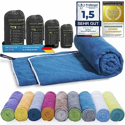 Afbeelding van Originele microfiber rugzak voor dames en heren, zeer sneldrogend, absorberend, licht antibacterieel, verschillende maten (200 x 100 cm, petrolblauw)