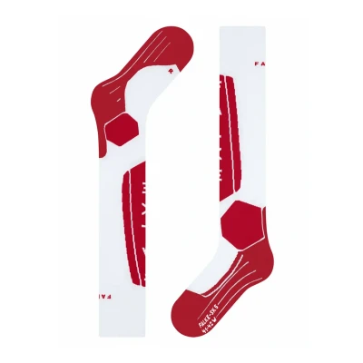 Afbeelding van FALKE SK5 Expert heren skiing kniekousen wit met rood (red white mix) Maat: 44 45
