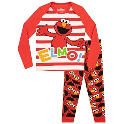 Afbeelding van Sesamsteet Elmo pyjamaset voor meisjes, nauwsluitend,, Rood