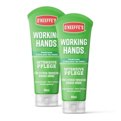Afbeelding van O&#039;Keeffe&#039;s Working Hands Set van 2 tubes handcrème, 80 ml, crème voor extreem droge, gebarsten handen, verhoogt direct de vochtinbrengende inhoud, vormt een beschermlaag