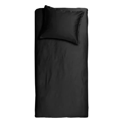 Image de parure de couette Uni Noir 140x200/220 cm Satin coton Cinderella