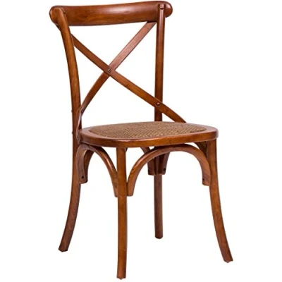 Afbeelding van Biscottini Thonet Stoel 46 x 42 86 cm Keukenstoelen van essenhout Eetkamerstoelen hout met walnootafwerking Keukenstoel Zitting Rotan