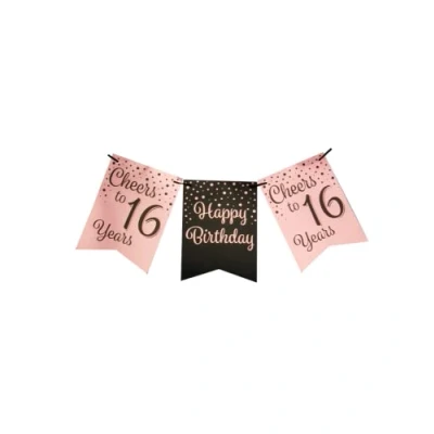 Afbeelding van Slinger Cheers to 16 years rose goud/zwart 6m