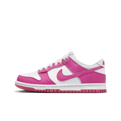 Afbeelding van Nike Sportswear DUNK Unisex Sneakers laag voor kinderen, Maat: 38, White/laser fuchsia Leer en imitatieleer