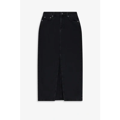 Afbeelding van Sissy Boy Dames Donkergrijze Denim Maxi Rok Met Split (Maat XS, Katoen)