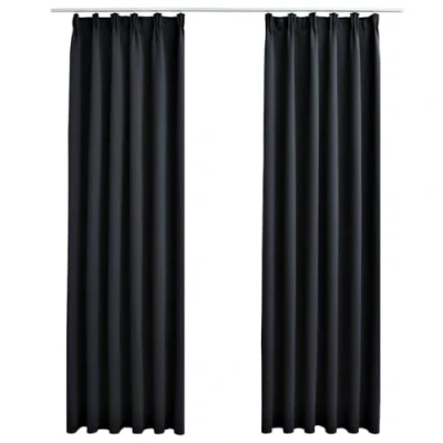 Image de vidaXL Rideaux occultants avec crochets 2 pcs Noir 140x245 cm