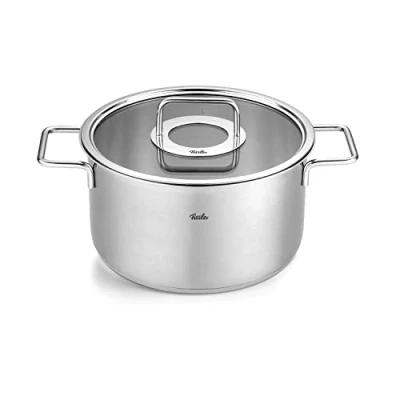 Afbeelding van Fissler Pure Collection RVS Kookpan met Glasdeksel 24cm Geschikt Voor Op Alle Warmtebronnen