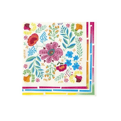 Afbeelding van Talking Tables Set van 20 papieren servetten met Boheemse bloemenmotief, wegwerpservetten, zomers diner, BBQ, picknick, kinderverjaardag, Encanto, festival, 33 x cm